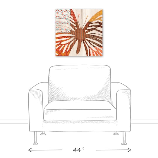 Warm Butterfly Sillhouette 20" x 20" Canvas Wall Art